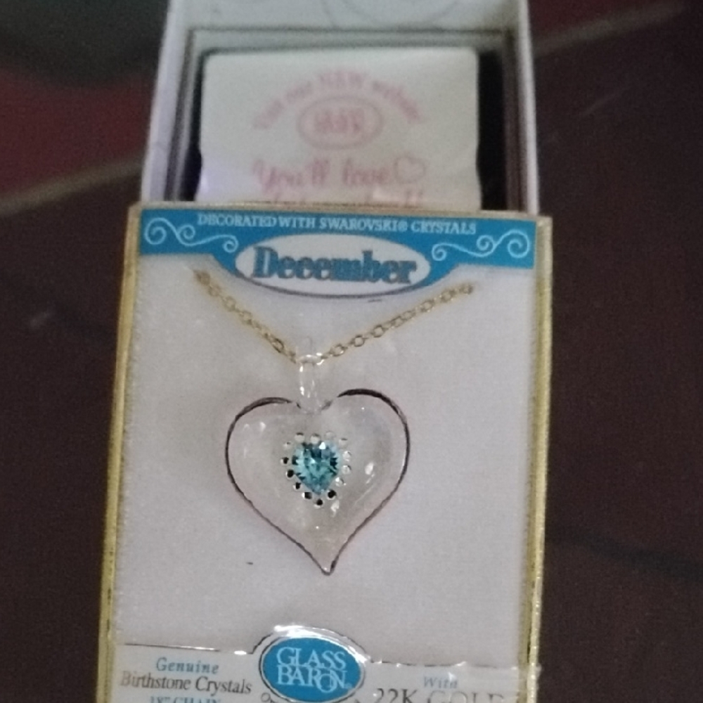 December Birthstone Necklace with Blue Crystal